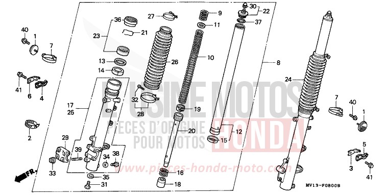 GABEL, VORNE von Africa Twin 750 SCHWARZ (NH1K) von 1990